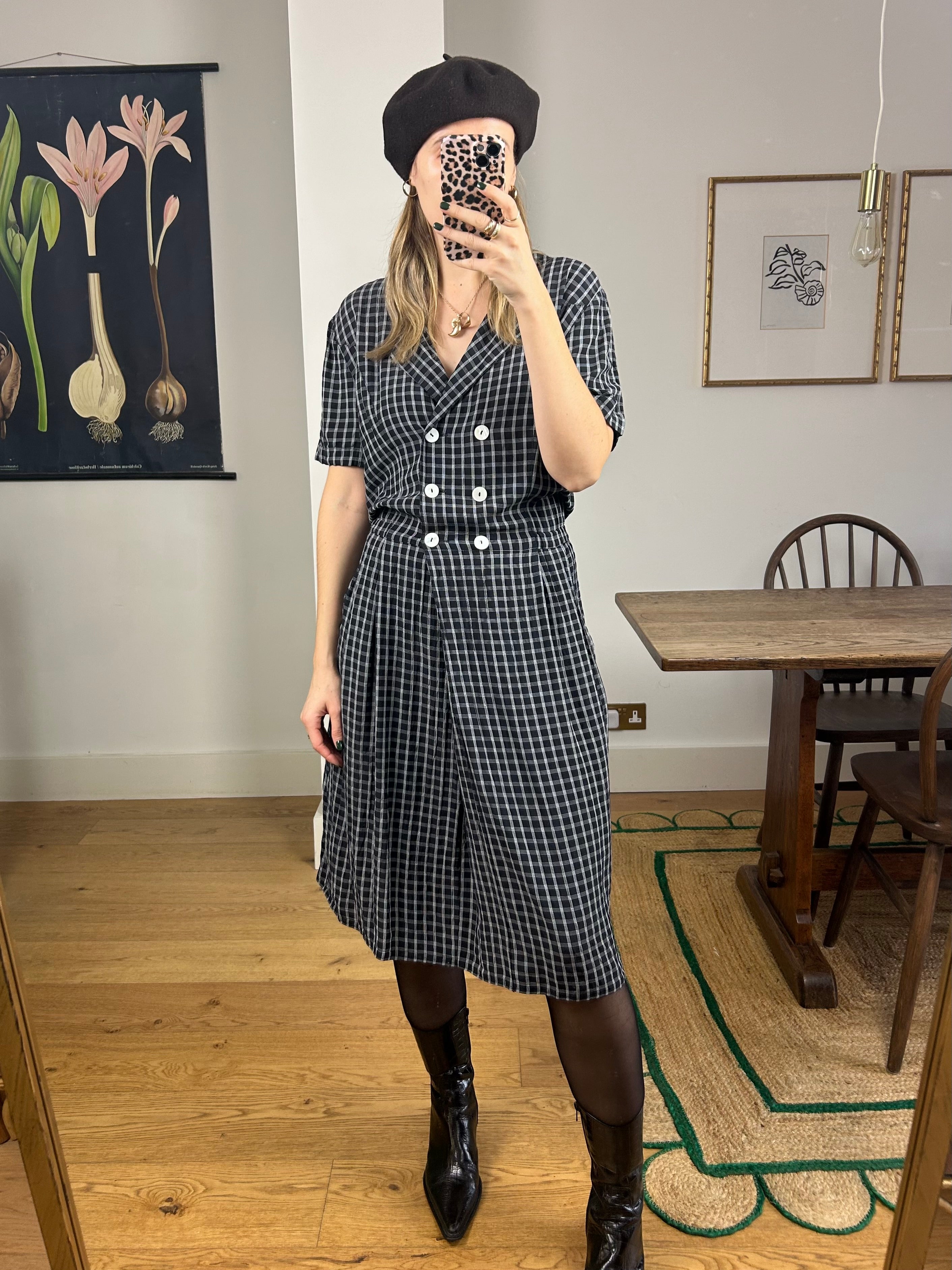 4510466 Black Check Dress