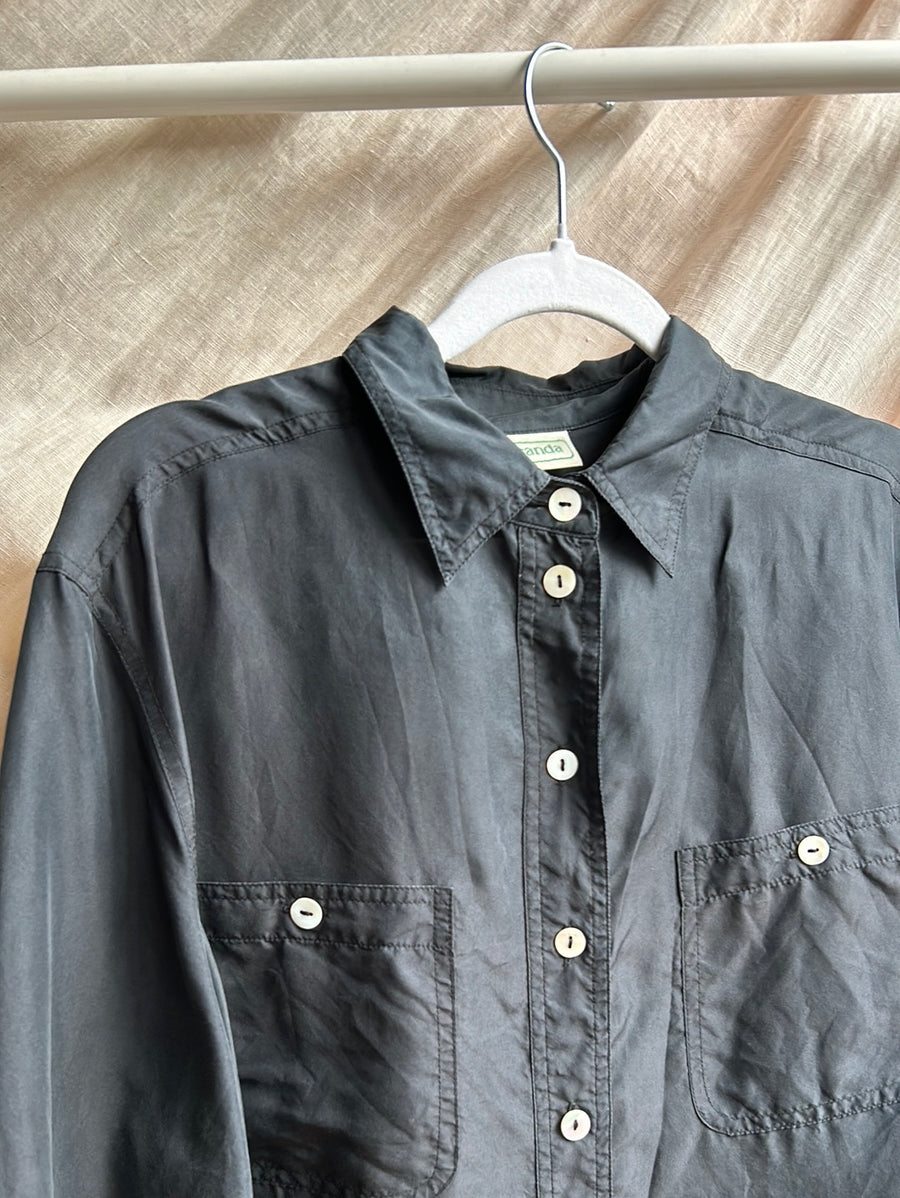 Black Silk Shirt - L