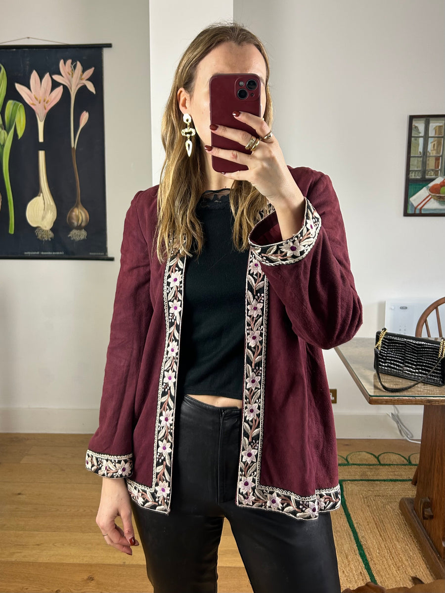 Suede Embroidered Jacket - S