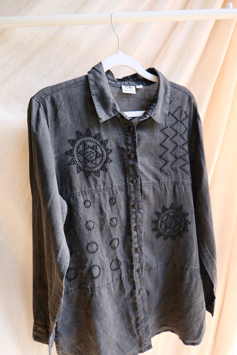 Linen Beaded Shirt - S