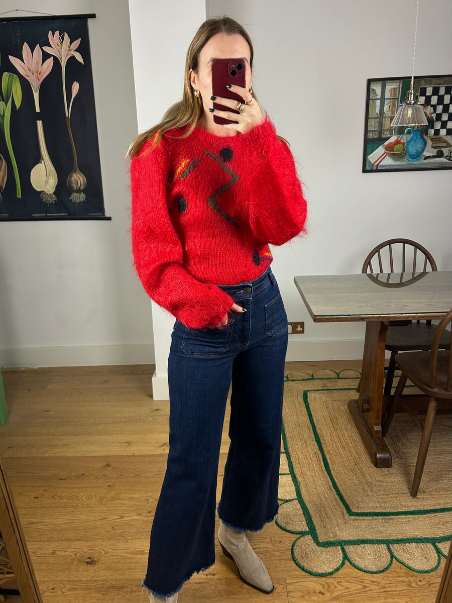 Red Mohair Jumper - S