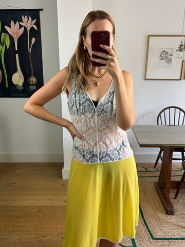Yellow Lace Slip Dress - UK 10