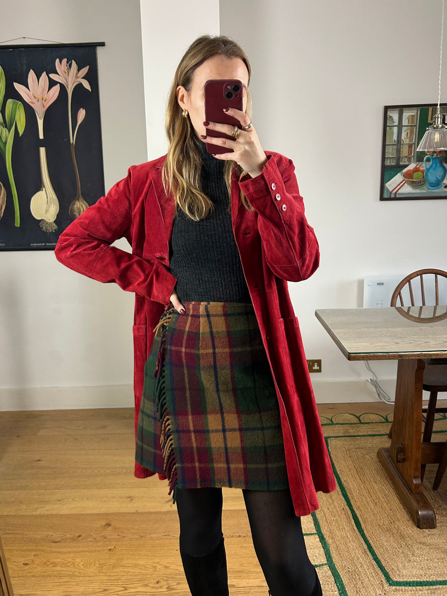 Check Fringed Skirt - UK 8