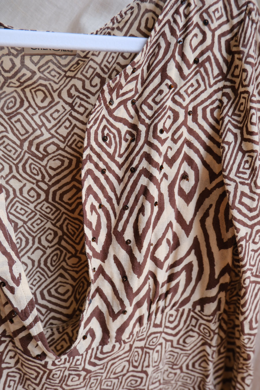 Brown Patterned Maxi Dress - UK 12