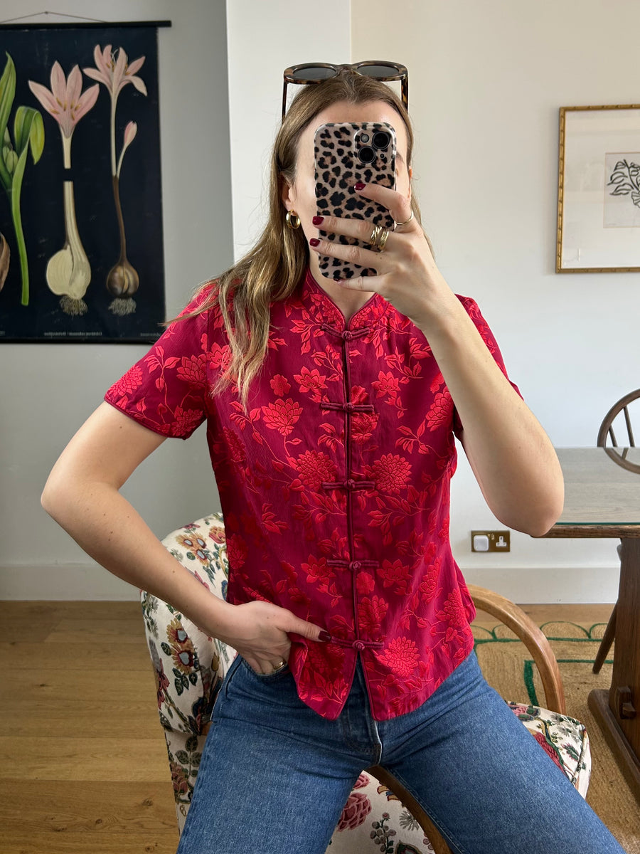 Silk Floral Blouse - S