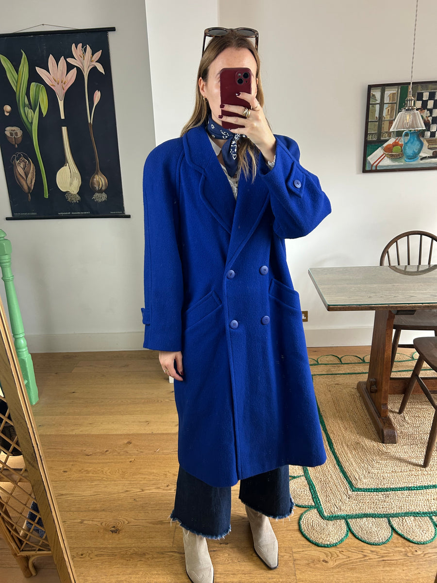 Blue Wool Overcoat - M