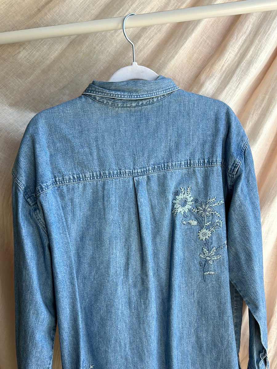 Denim Embroidered Shirt - L