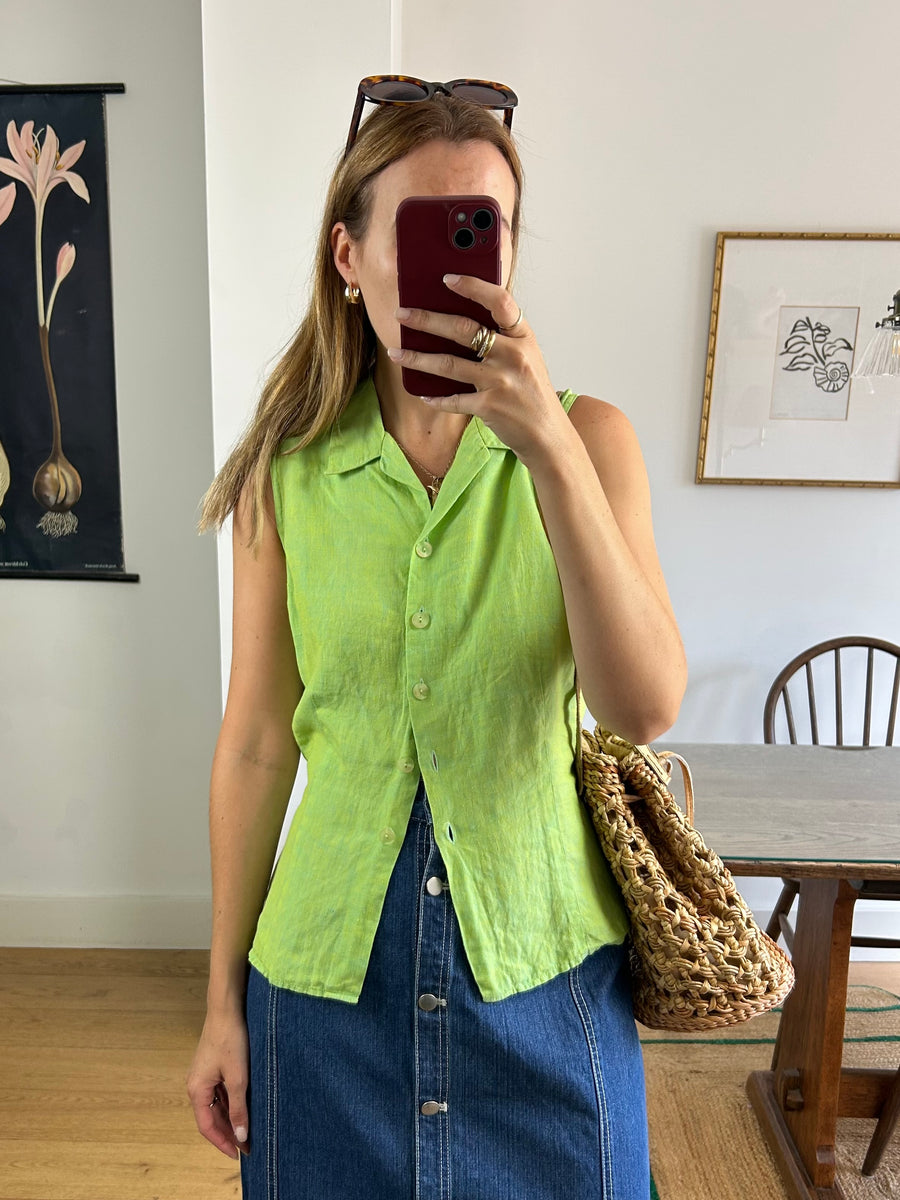 Green Linen Shirt - S/M