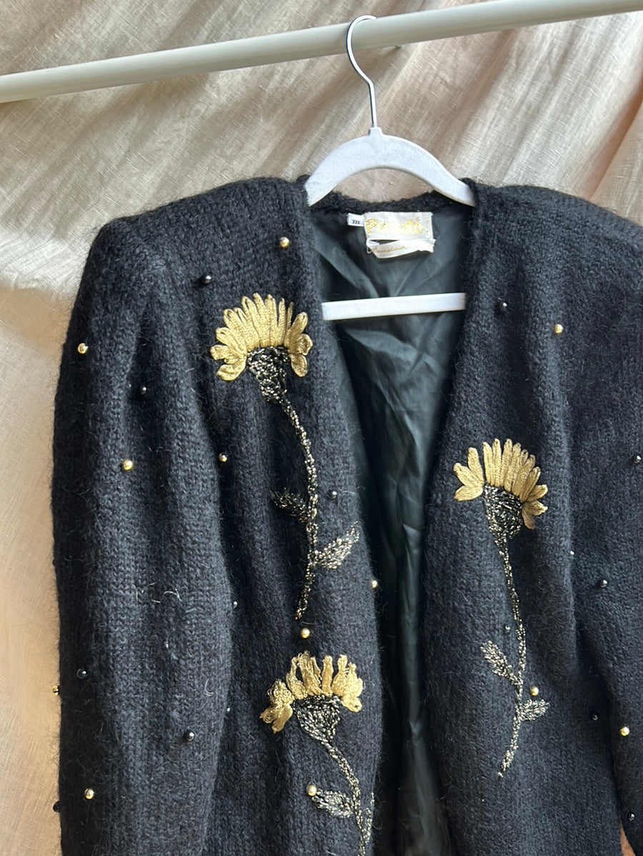 Mohair Floral Embroidered Cardigan - S/M