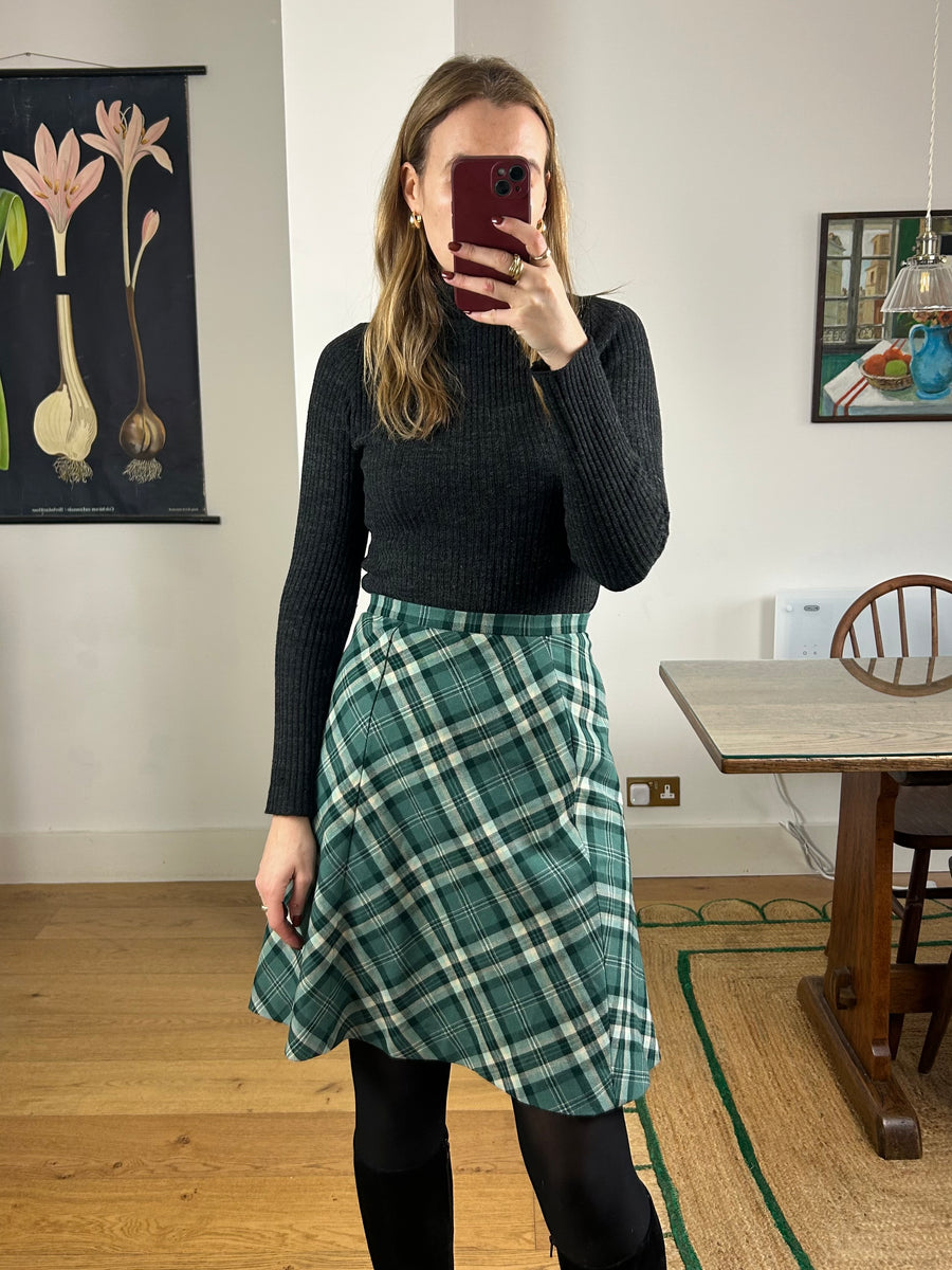 Green Check Skirt - UK 6/8