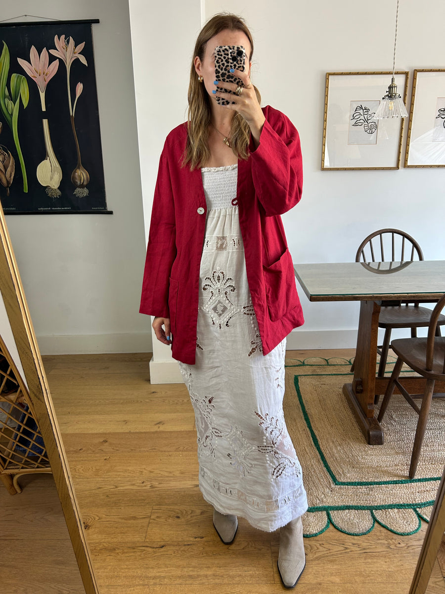 Red Linen Jacket - M