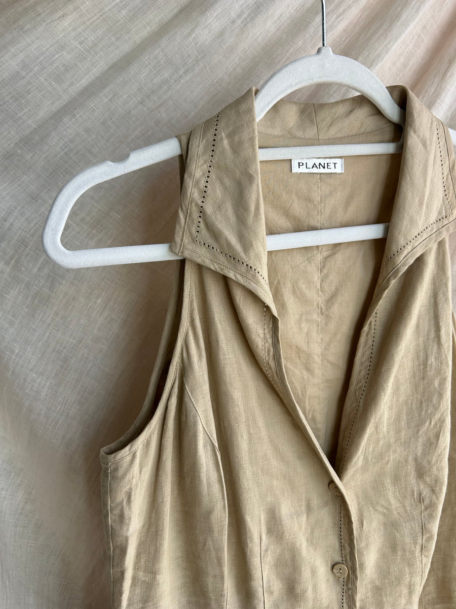 Beige Linen Dress - UK 10/12