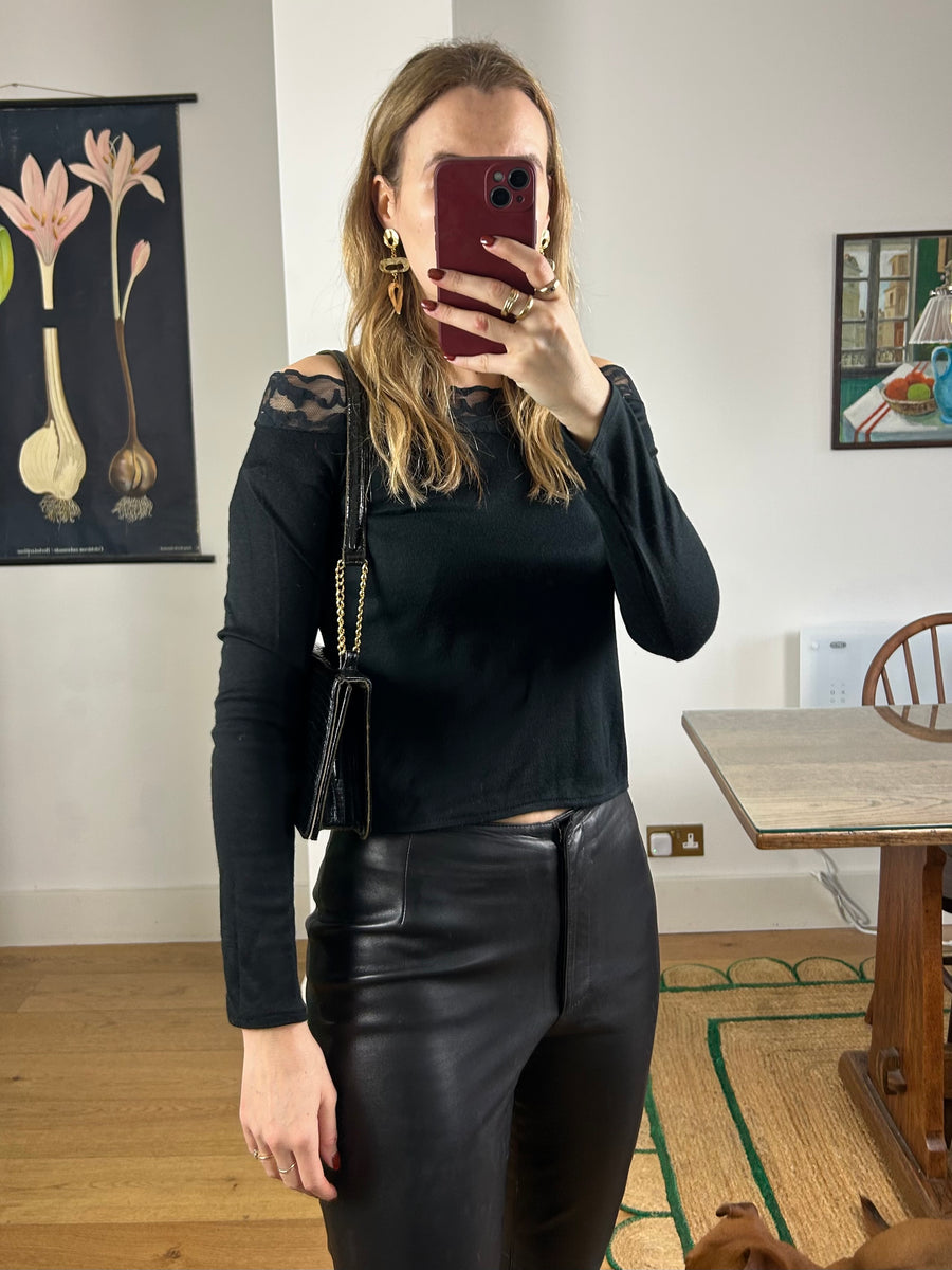 Croc & Chain Leather Bag