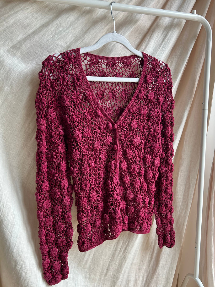 Floral Crochet Cardigan - S