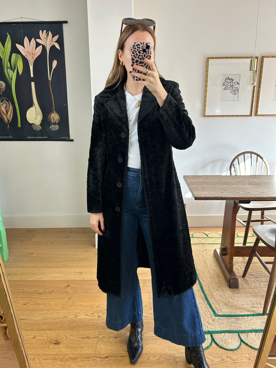 Black Faux Fur Coat - XS/S