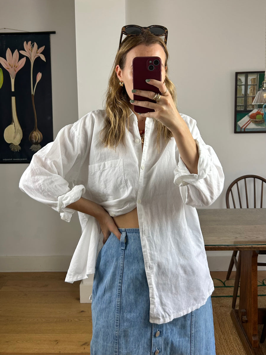 White Linen Shirt - M