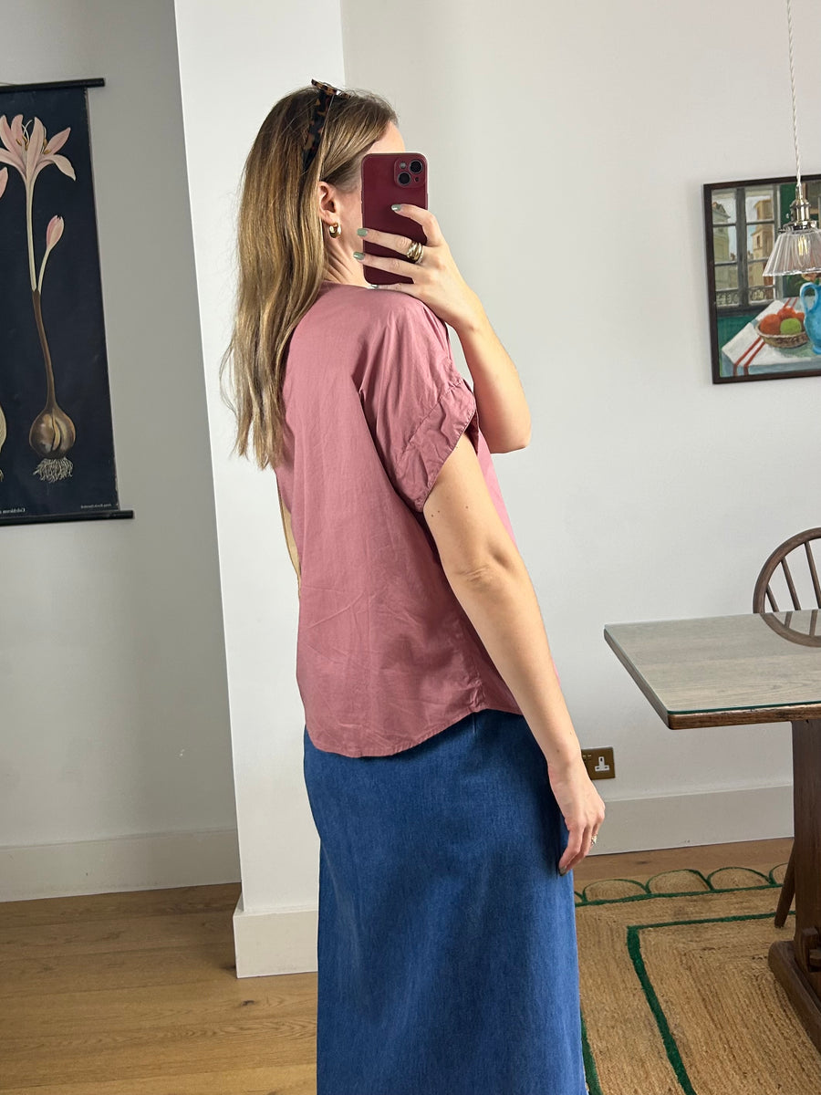 Dusty Pink Scalloped Blouse - M/L
