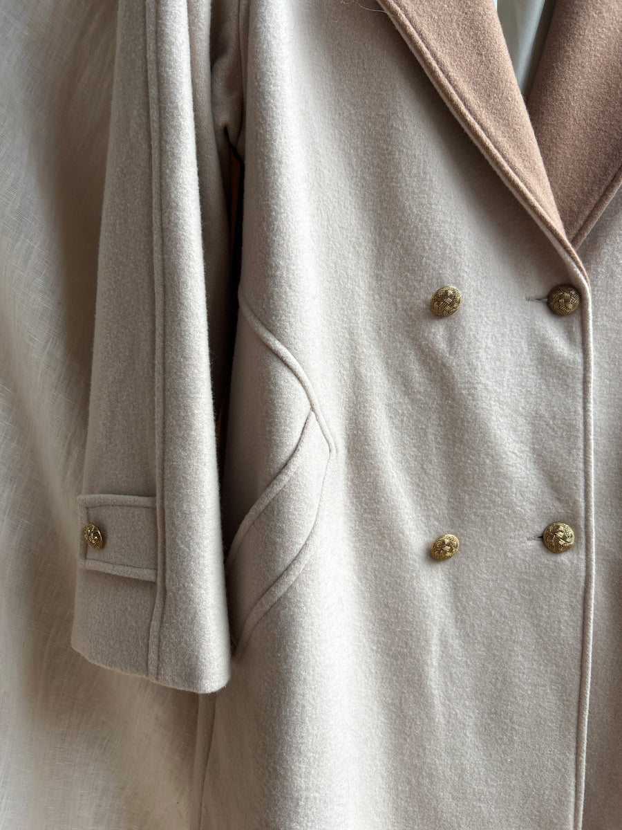 Beige Wool Coat - M