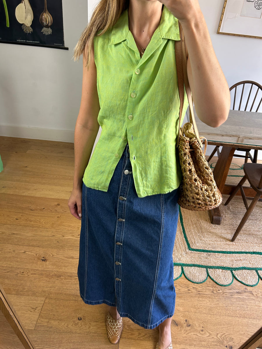 Green Linen Shirt - S/M
