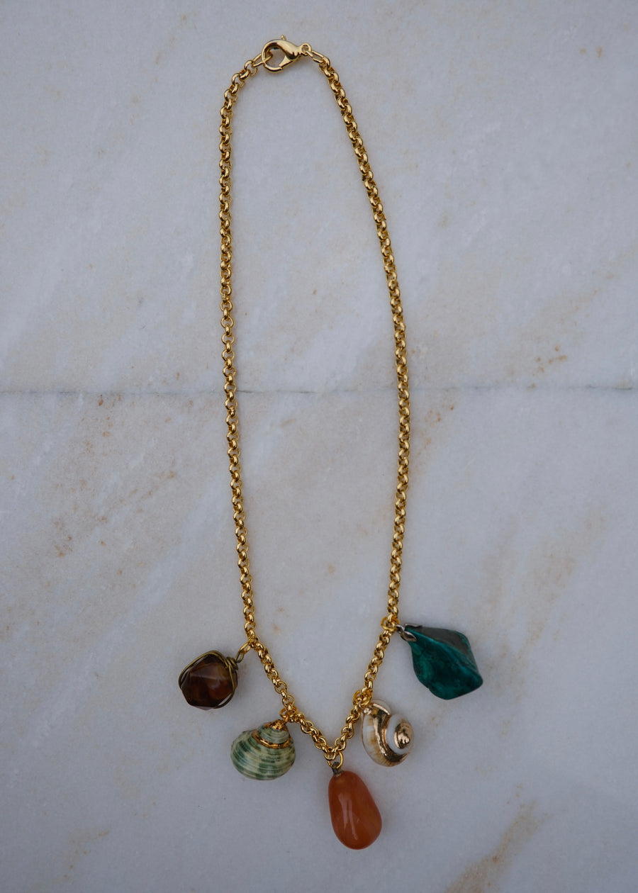 Stone & Shell Charm Necklace