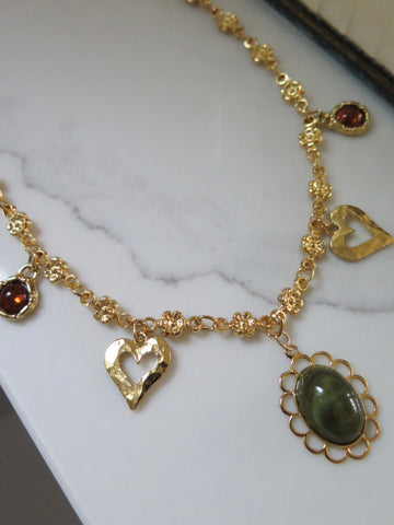 Gold Plated Flower Charm Necklace - 18