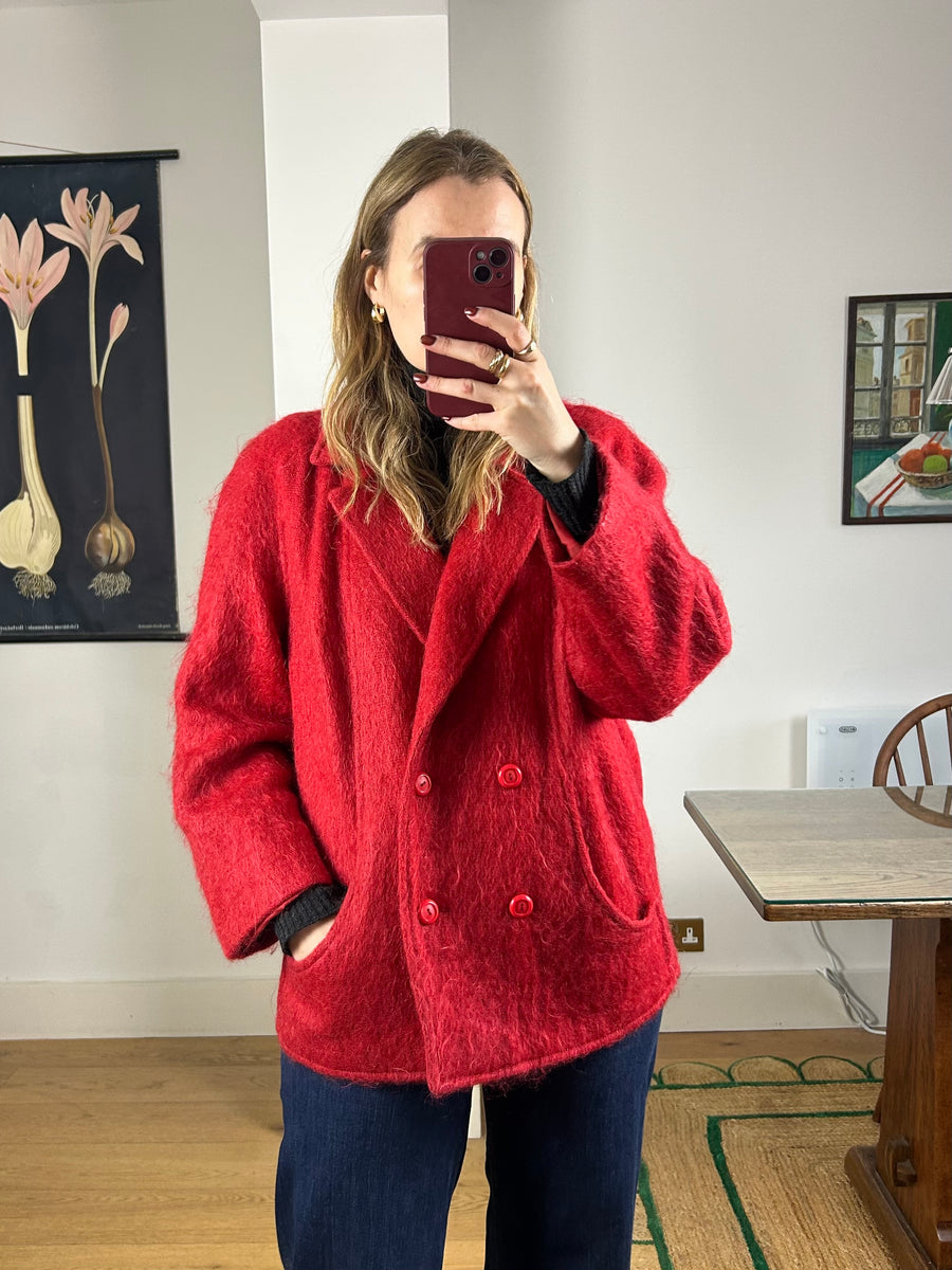 Red Mohair Coat - M
