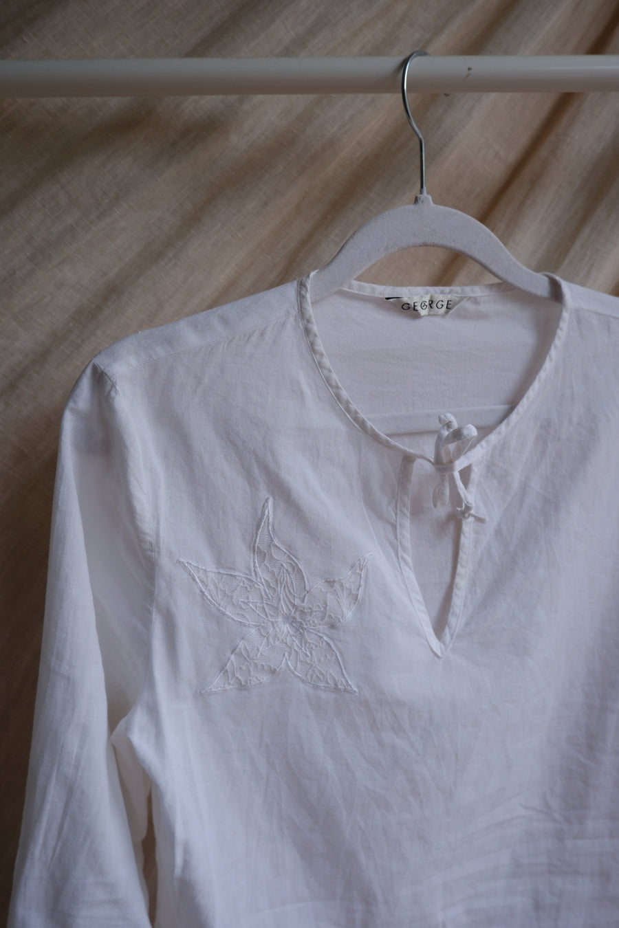 White Flared Sleeve Top - S