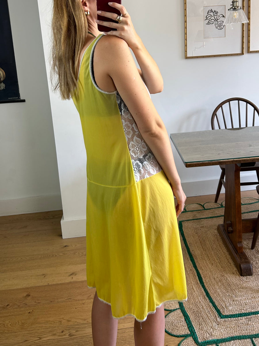 Yellow Lace Slip Dress - UK 10