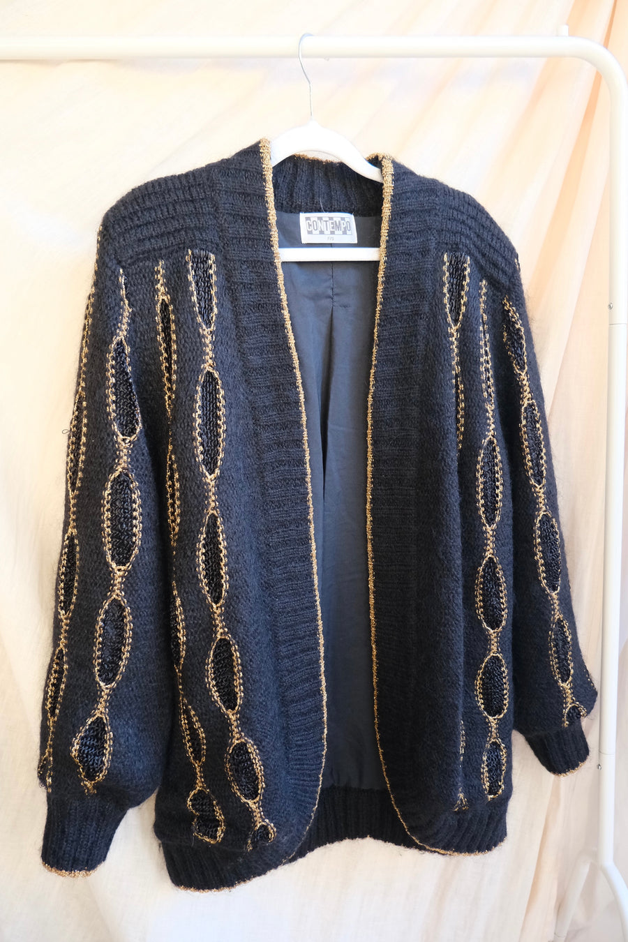 Black & Gold Mohair Cardigan - S/M