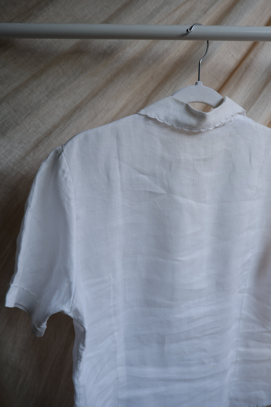 Embroidered Linen Blouse - M