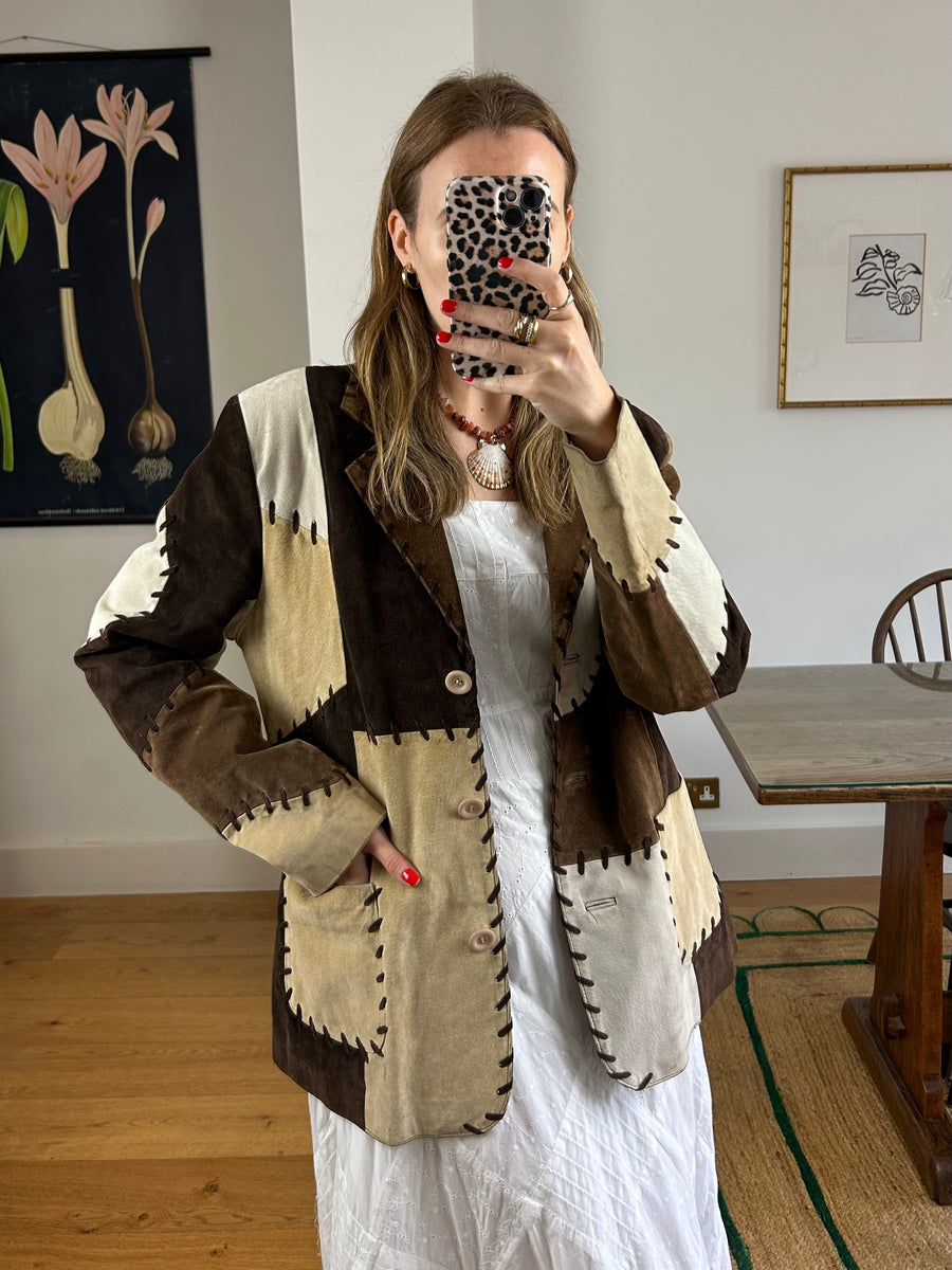 Suede Patchwork Blazer - M