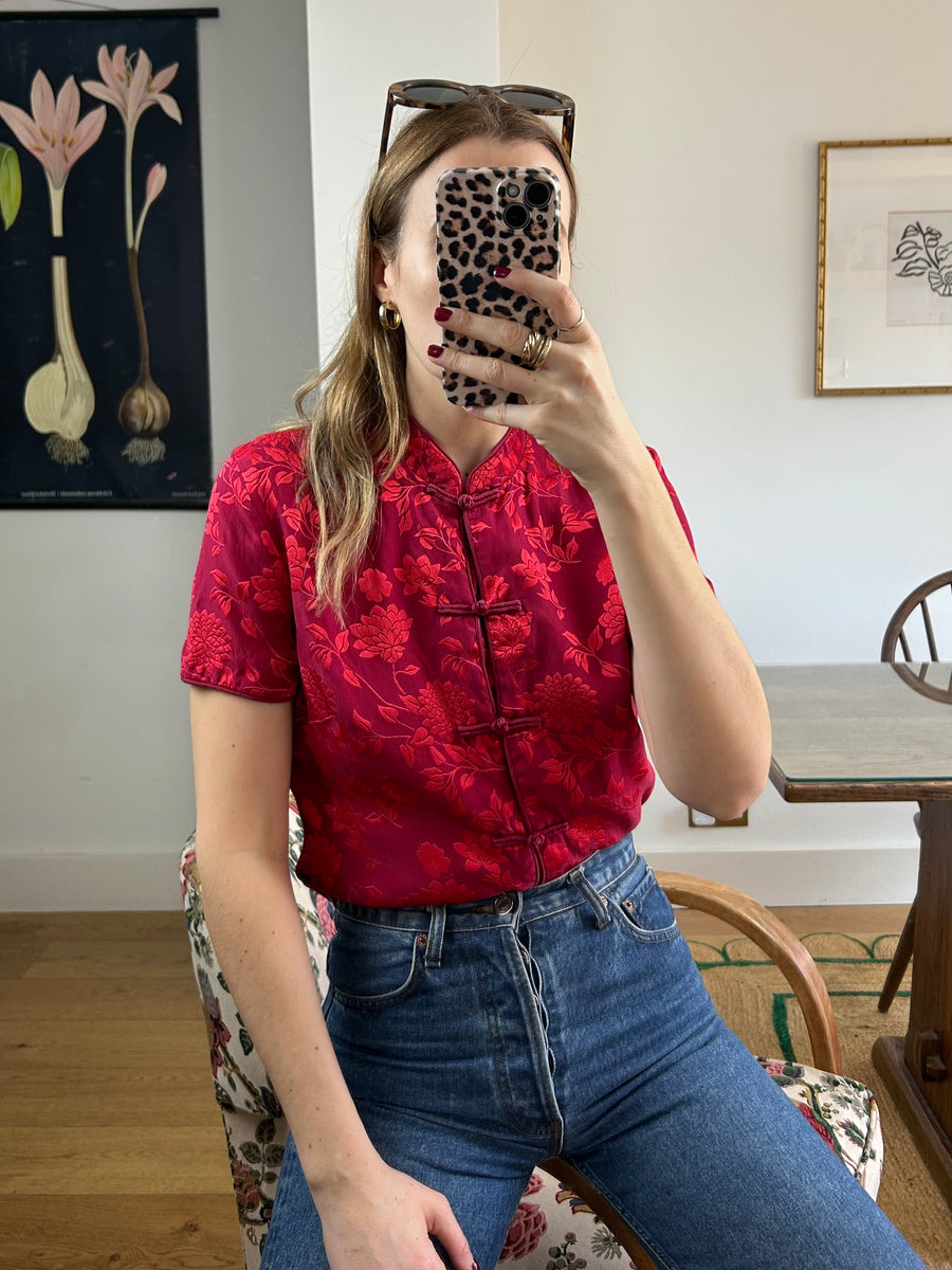 Silk Floral Blouse - S