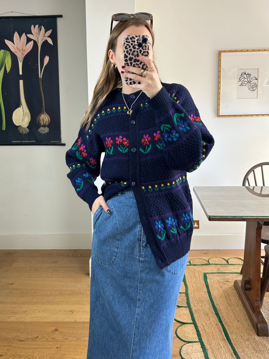 Floral Wool Cardigan - S/M