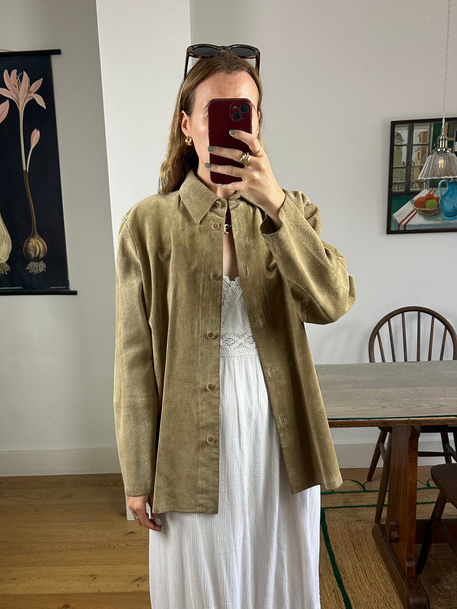 Brown Suede Shacket - M