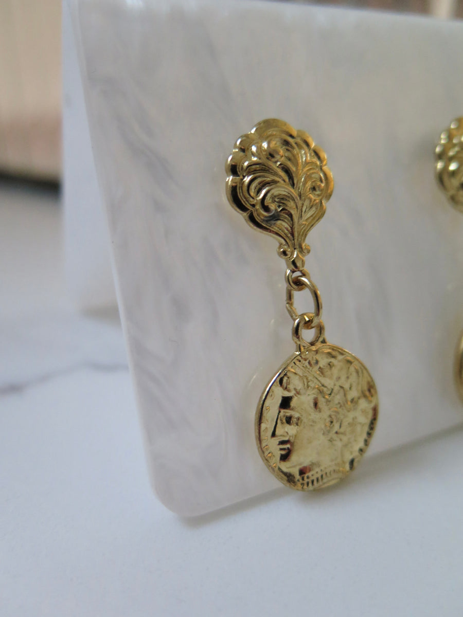 Gold Plated Coin Earrings