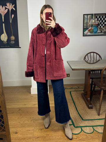 Burgundy Suede Coat - L