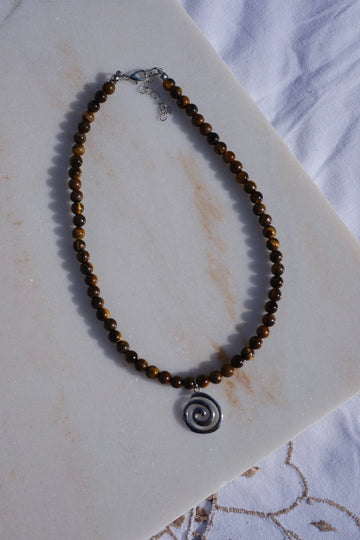 Tigers Eye Beaded Swirl Necklace