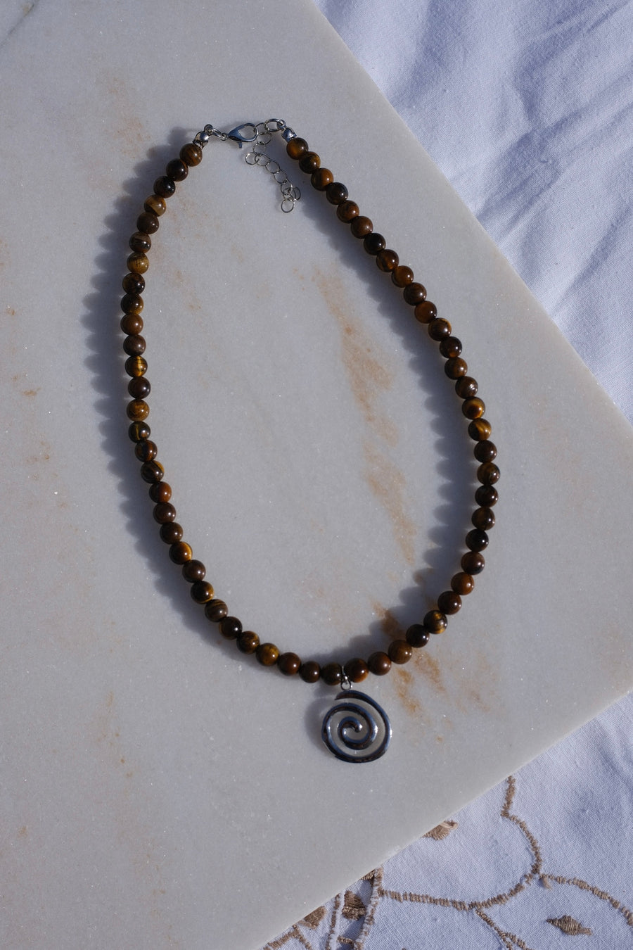 Tigers Eye Beaded Swirl Necklace