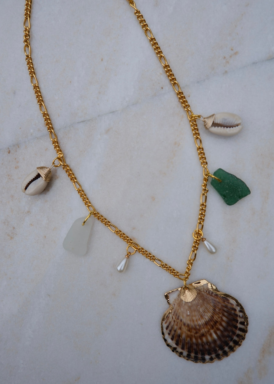 Shell & Sea Glass Charm Necklace