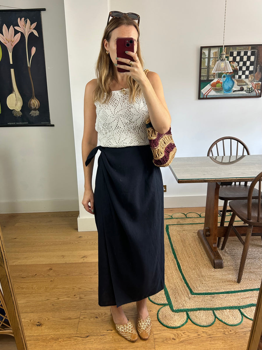 Black Wrap Skirt - UK 8