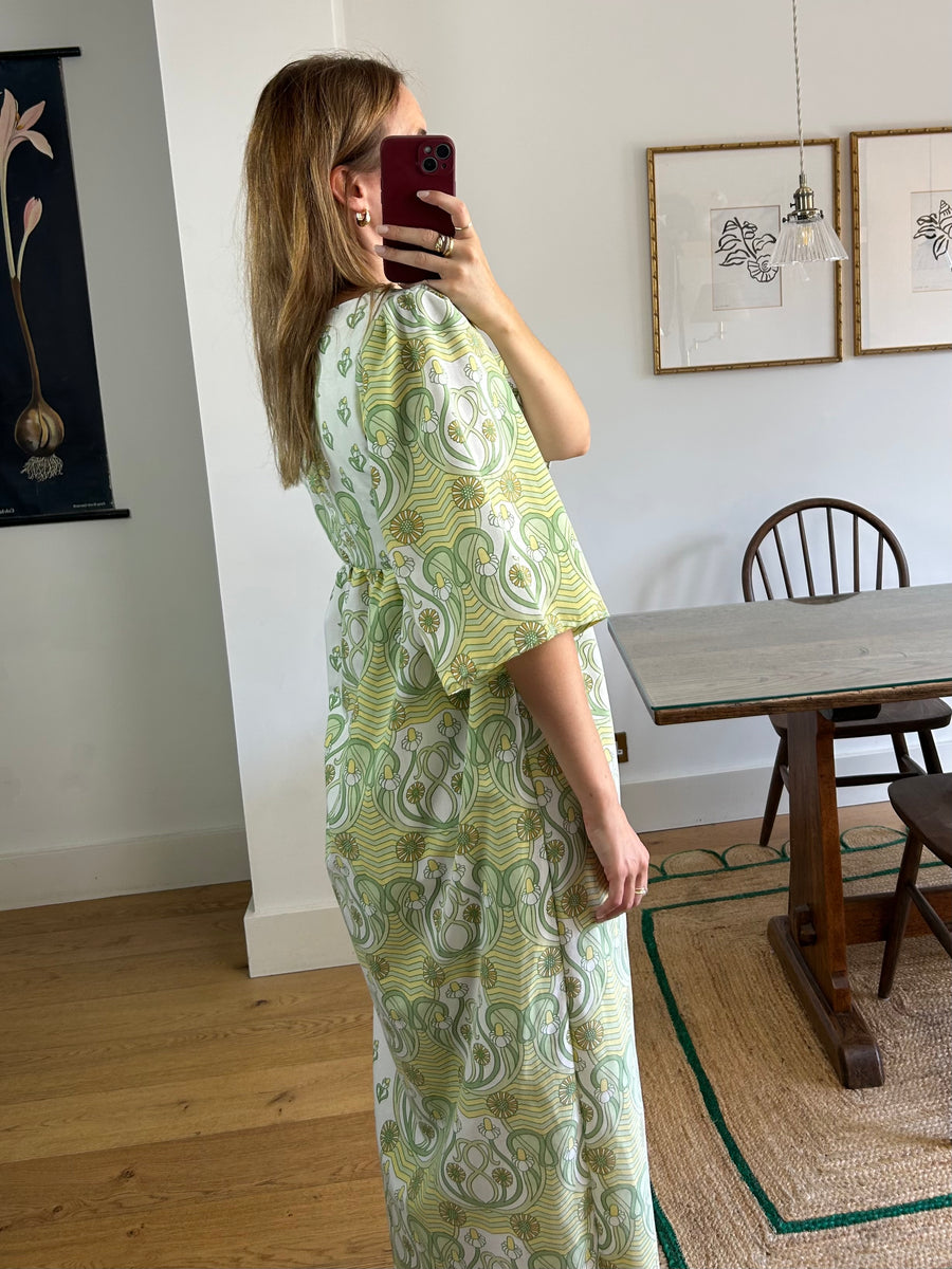 Green Pattern Kaftan Dress - UK 8/10