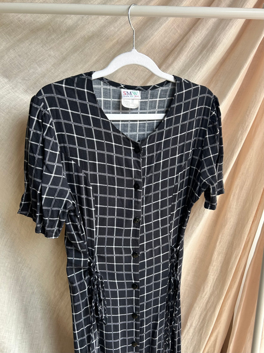 Navy Check Dress - UK 8-10
