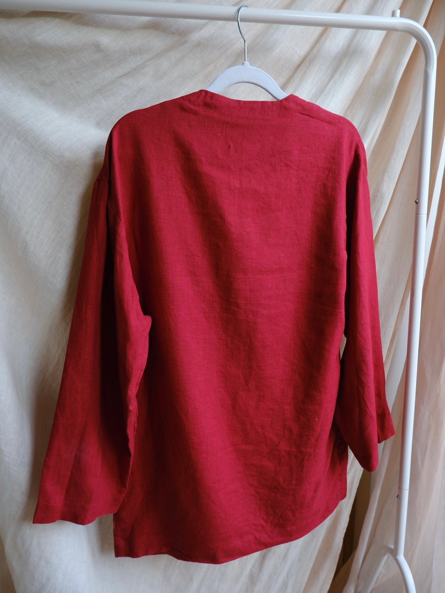 Red Linen Jacket - M