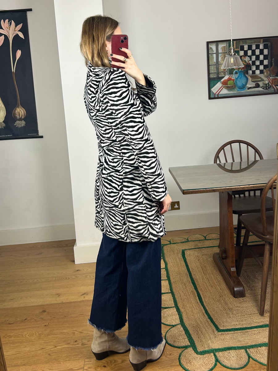 Zebra Faux Fur Jacket - S