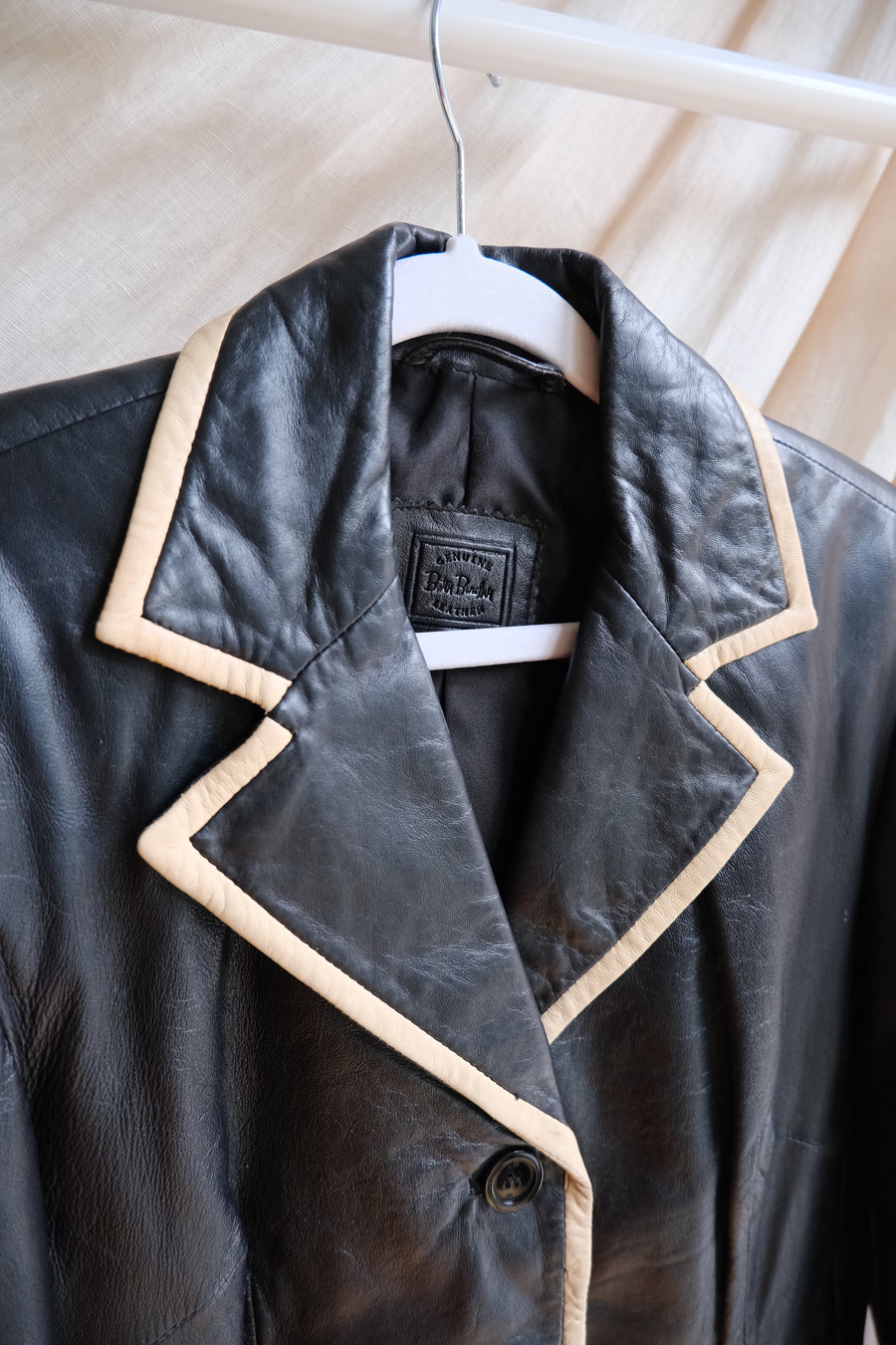 Black & Tan Leather Blazer - S