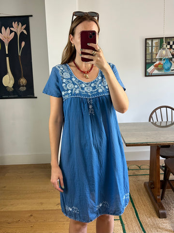 Blue Embroidered Dress - UK 8/10