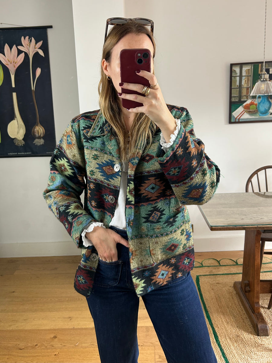 Patterned Tapestry Jacket - M