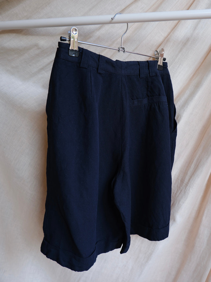Navy Linen Shorts - UK 6