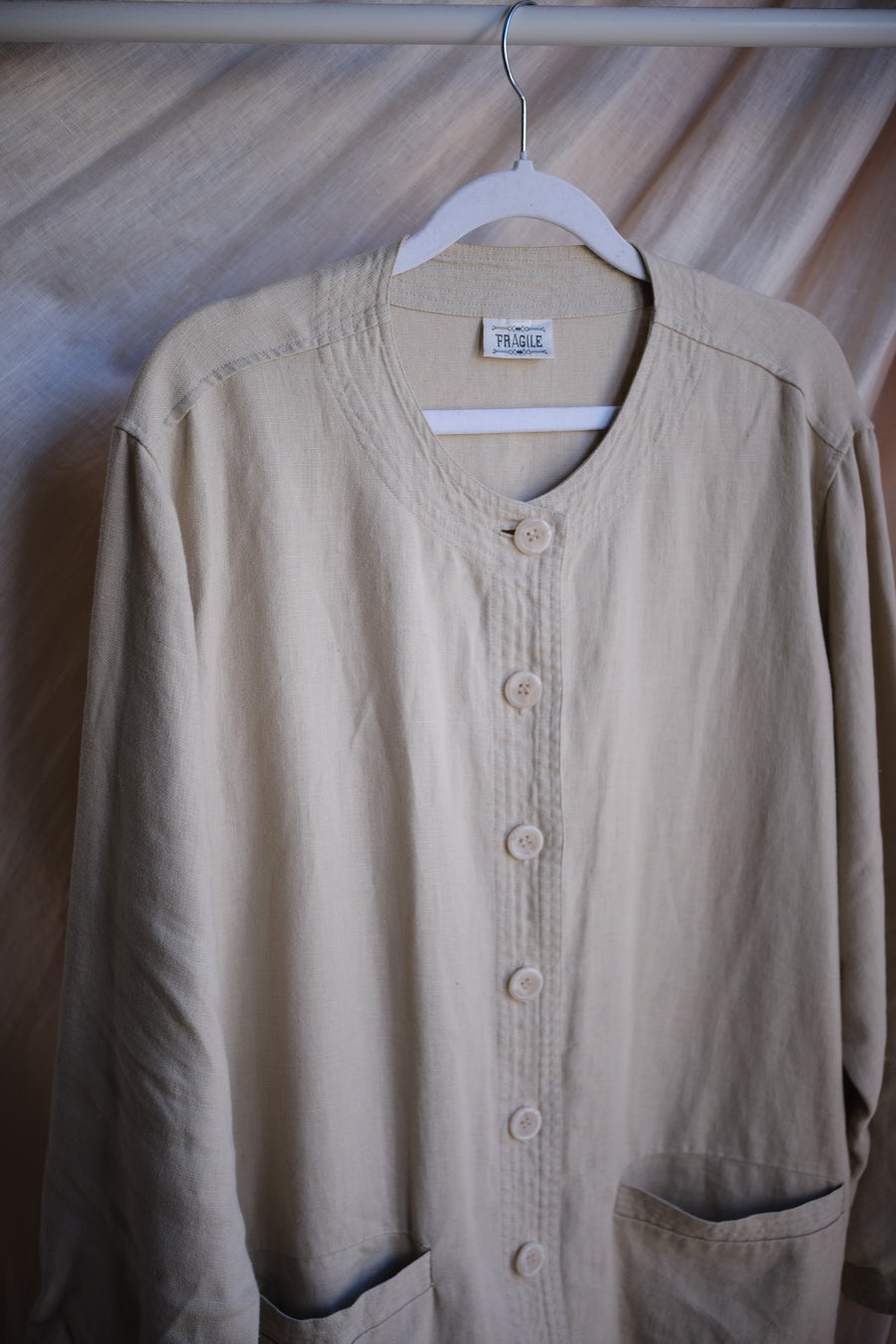 Beige Linen Jacket - L