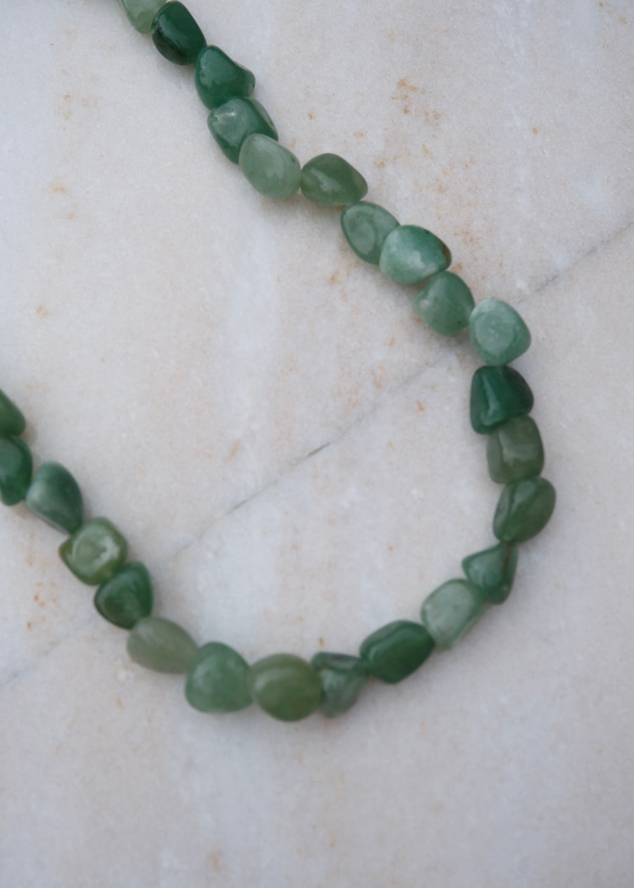 Green Agate Stone Bead Necklace